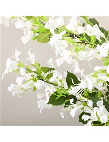 HOMCOM Artificial Plants Honeysuckle Flower in Pot Fake Plants with Curved Boots for Indoor Outdoor 15x15x150cm White 830-671V00