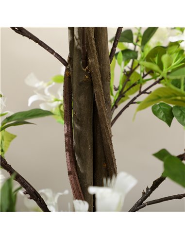 HOMCOM Artificial Plants Honeysuckle Flower in Pot Fake Plants with Curved Boots for Indoor Outdoor 15x15x150cm White 830-671V00