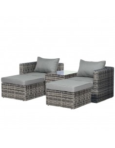 Outsunny 2-Seater Rattan Garden Furniture Set with Tall Glass-Top Table, Grey