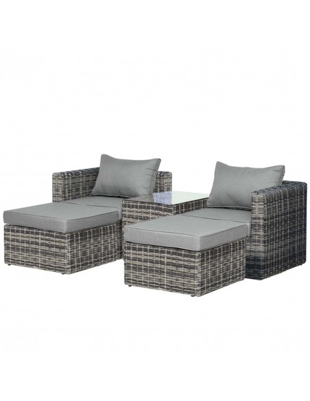 Outsunny 2-Seater Rattan Garden Furniture Set with Tall Glass-Top Table, Grey - pic 10149 | FastDaddyshop