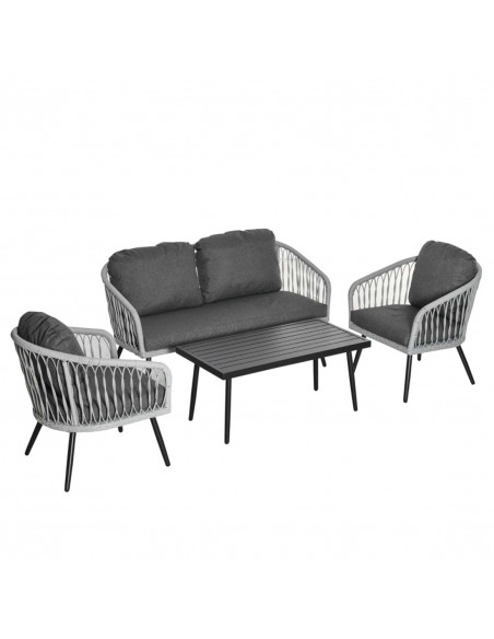 Outsunny 5-Seater Rattan Garden Furniture Set with 2 Single Cushioned Sofas, 1 Loveseat and 1 Coffee Table, Grey - pic 10150 | FastDaddyshop