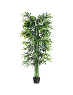 Outsunny 6ft Artificial Bamboo Tree Plant Greenary in A Pot for Home Office Planter 1.8M 844-196