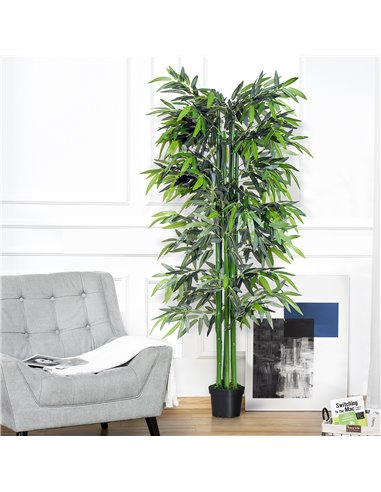 Outsunny 6ft Artificial Bamboo Tree Plant Greenary in A Pot for Home Office Planter 1.8M 844-196