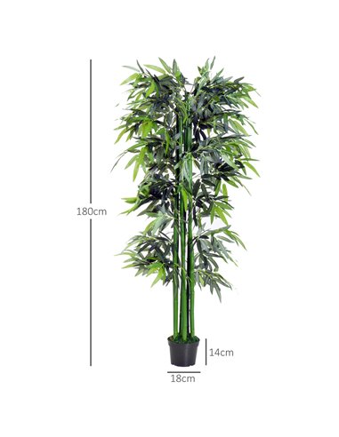 Outsunny 6ft Artificial Bamboo Tree Plant Greenary in A Pot for Home Office Planter 1.8M 844-196