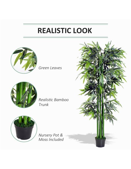 Outsunny 6ft Artificial Bamboo Tree Plant Greenary in A Pot for Home Office Planter 1.8M 844-196 - pic 101516 | FastDaddyshop