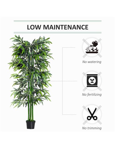 Outsunny 6ft Artificial Bamboo Tree Plant Greenary in A Pot for Home Office Planter 1.8M 844-196