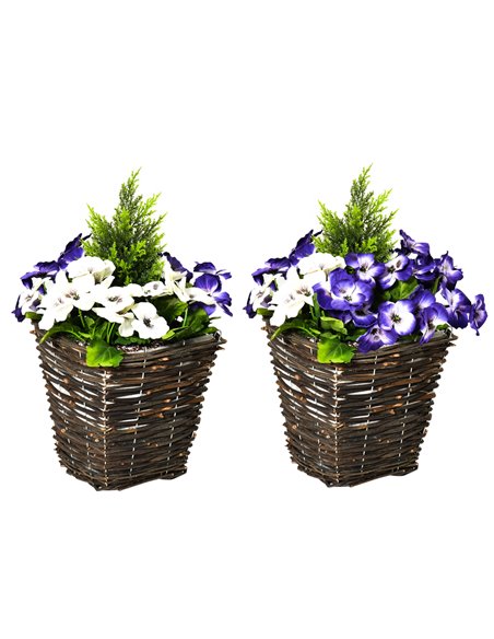 Outsunny 2 Pieces Artificial Phalaenopsis Decorative Plant with Straw Plaiting Pot, Fake Flower, 45cm, White Purple 844-345 - pic 101531 | FastDaddyshop