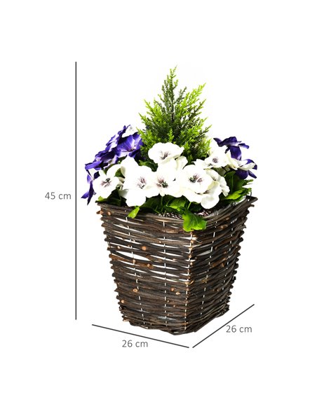 Outsunny 2 Pieces Artificial Phalaenopsis Decorative Plant with Straw Plaiting Pot, Fake Flower, 45cm, White Purple 844-345 - pic 101532 | FastDaddyshop