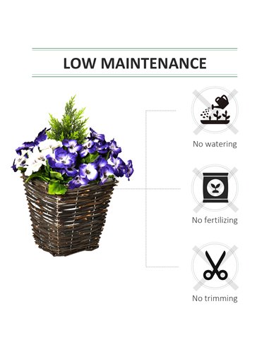 Outsunny 2 Pieces Artificial Phalaenopsis Decorative Plant with Straw Plaiting Pot, Fake Flower, 45cm, White Purple 844-345