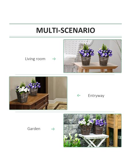 Outsunny 2 Pieces Artificial Phalaenopsis Decorative Plant with Straw Plaiting Pot, Fake Flower, 45cm, White Purple 844-345 - pic 101535 | FastDaddyshop