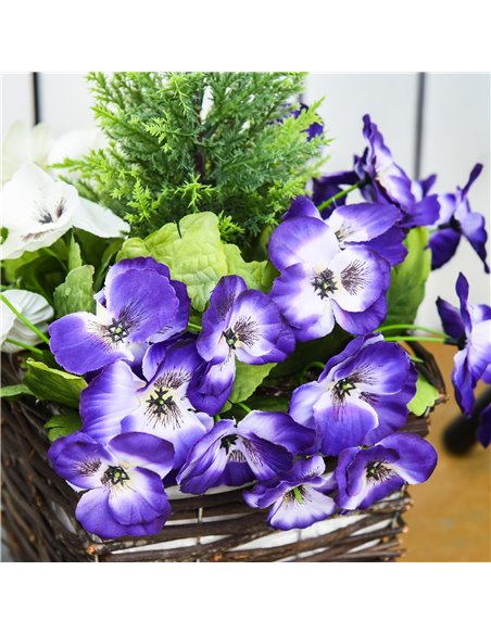 Outsunny 2 Pieces Artificial Phalaenopsis Decorative Plant with Straw Plaiting Pot, Fake Flower, 45cm, White Purple 844-345 - pic 101537 | FastDaddyshop