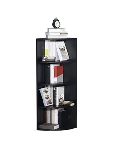 HOMCOM 4-Tier Corner Open Shelf Bookcase Freestanding Fan Bookshelf Plants Stand, 40x40x120cm, Black 836-090BK