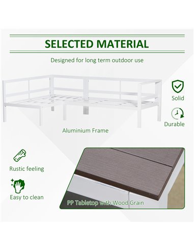 Outsunny 5-Piece L-shaped Garden Furniture Set, Aluminium Conversation Set, Corner Sofa Set with Coffee Table End Table Cushions
