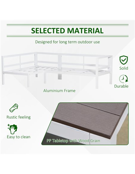 Outsunny 5-Piece L-shaped Garden Furniture Set, Aluminium Conversation Set, Corner Sofa Set with Coffee Table End Table Cushions - pic 10157 | FastDaddyshop