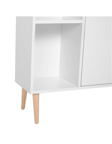 HOMCOM Sideboard Storage Cabinet Cupboard, Open Bookcase with 2 Doors 5 Compartments Wooden Modern Style for Living Room Bedroom