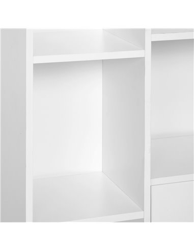 HOMCOM Sideboard Storage Cabinet Cupboard, Open Bookcase with 2 Doors 5 Compartments Wooden Modern Style for Living Room Bedroom