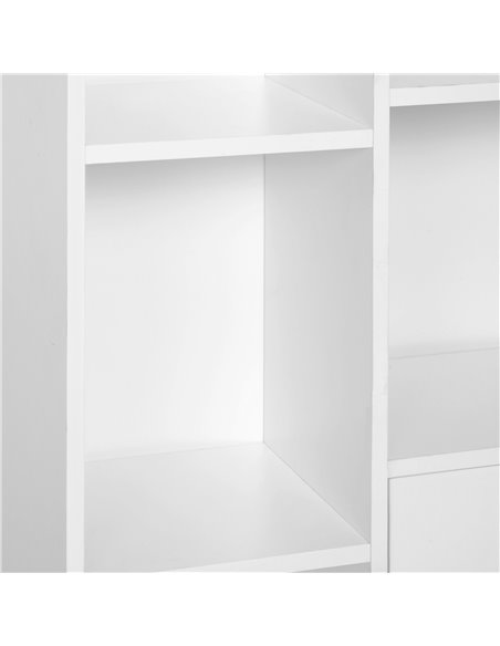 HOMCOM Sideboard Storage Cabinet Cupboard, Open Bookcase with 2 Doors 5 Compartments Wooden Modern Style for Living Room Bedroom - pic 101582 | FastDaddyshop