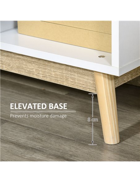 HOMCOM Storage Cabinet, Bookcase, Display Shelf with 6 Storage Cubes & Doors for Dining Room, Living Room, Natural 838-186ND - pic 101606 | FastDaddyshop