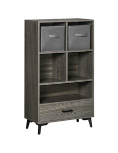 HOMCOM Freestanding Storage Cabinet, Display Cabinet with Fabric Drawers, Bookcase for Home Office, Living Room, Closet, Bedroom