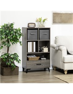 HOMCOM Freestanding Storage Cabinet, Display Cabinet with Fabric Drawers, Bookcase for Home Office, Living Room, Closet, Bedroom 2