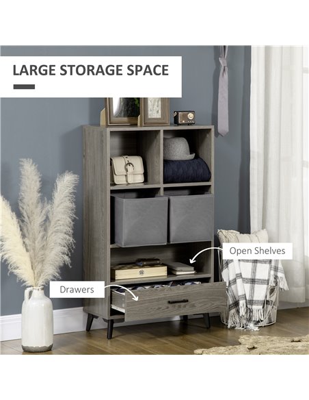HOMCOM Freestanding Storage Cabinet, Display Cabinet with Fabric Drawers, Bookcase for Home Office, Living Room, Closet, Bedroom - pic 101659 | FastDaddyshop