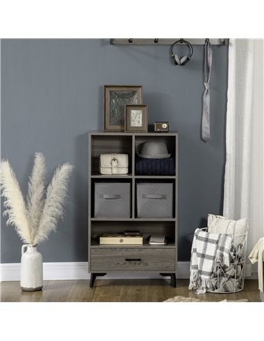 HOMCOM Freestanding Storage Cabinet, Display Cabinet with Fabric Drawers, Bookcase for Home Office, Living Room, Closet, Bedroom