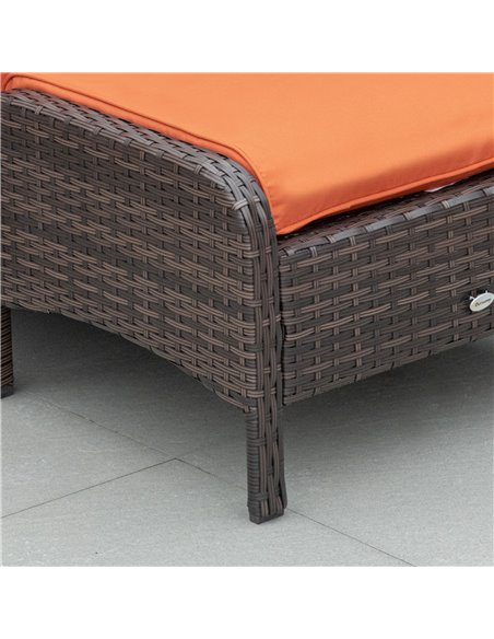 Outsunny 5 Pcs PE Rattan Garden Furniture Set, 2 Armchairs 2 Stools Glass Top Table Cushions Wicker Weave Chairs Outdoor Seating - pic 10168 | FastDaddyshop