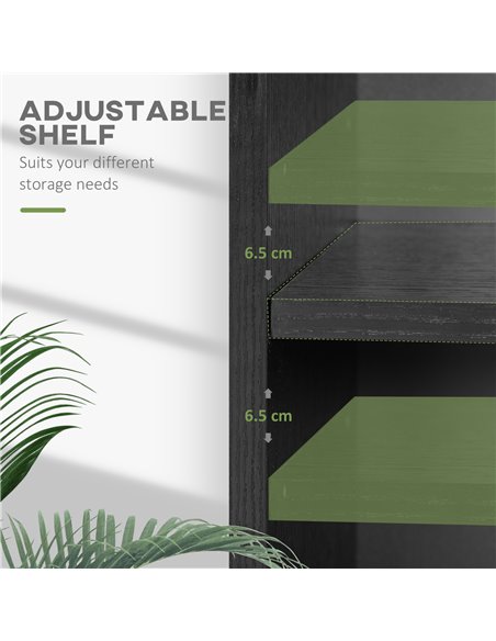 HOMCOM 2 Tier Bookshelf, Low Bookcase with Adjustable Shelf, 2 Compartments for Home Office, Living Room, Study, Black 836-565V8 - pic 101686 | FastDaddyshop