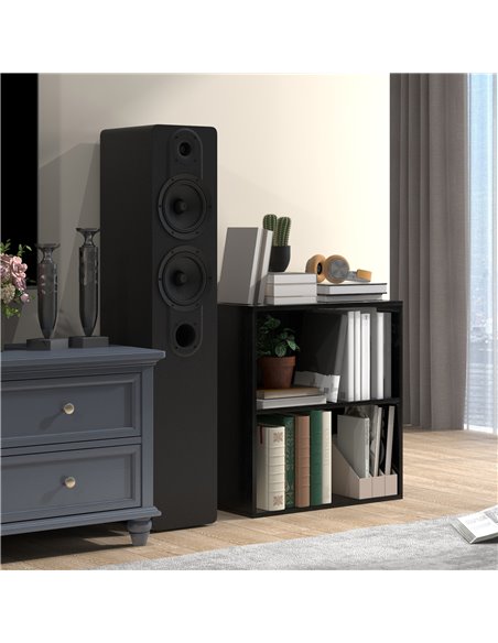 HOMCOM 2 Tier Bookshelf, Low Bookcase with Adjustable Shelf, 2 Compartments for Home Office, Living Room, Study, Black 836-565V8 - pic 101688 | FastDaddyshop