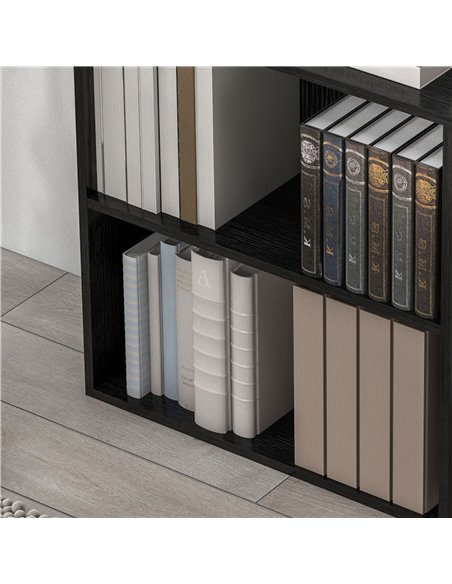 HOMCOM 2 Tier Bookshelf, Low Bookcase with Adjustable Shelf, 2 Compartments for Home Office, Living Room, Study, Black 836-565V8 - pic 101691 | FastDaddyshop