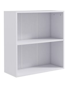 HOMCOM 2 Tier Bookshelf, Low Bookcase with Adjustable Shelf, 2 Compartments for Home Office, Living Room, Study, White 836-565V8