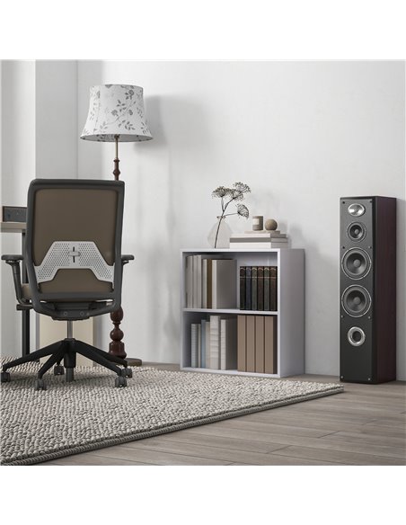 HOMCOM 2 Tier Bookshelf, Low Bookcase with Adjustable Shelf, 2 Compartments for Home Office, Living Room, Study, White 836-565V8 - pic 101693 | FastDaddyshop