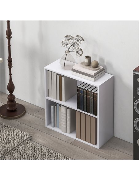 HOMCOM 2 Tier Bookshelf, Low Bookcase with Adjustable Shelf, 2 Compartments for Home Office, Living Room, Study, White 836-565V8 - pic 101698 | FastDaddyshop