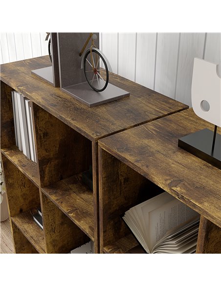 HOMCOM 3-tier 6 Cubes Storage Unit Particle Board Cabinet Bookcase Organiser Home Office Shelves Rustic Brown 833-423V80RB - pic 101708 | FastDaddyshop
