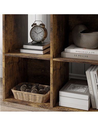 HOMCOM 3-tier 6 Cubes Storage Unit Particle Board Cabinet Bookcase Organiser Home Office Shelves Rustic Brown 833-423V80RB