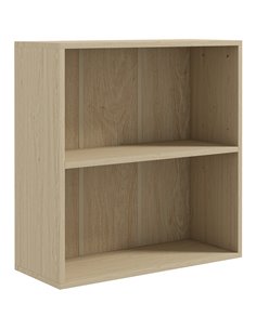 HOMCOM 2 Tier Bookshelf, Low Bookcase with Adjustable Shelf, 2 Compartments for Home Office, Living Room, Study, Natural 836-565