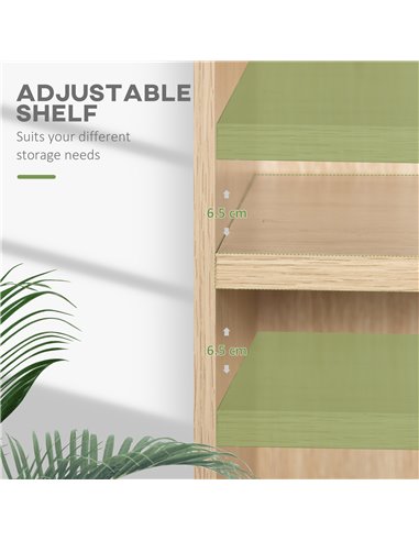 HOMCOM 2 Tier Bookshelf, Low Bookcase with Adjustable Shelf, 2 Compartments for Home Office, Living Room, Study, Natural 836-565