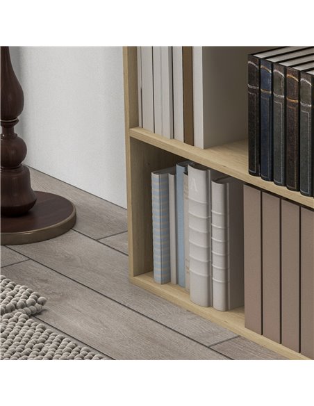 HOMCOM 2 Tier Bookshelf, Low Bookcase with Adjustable Shelf, 2 Compartments for Home Office, Living Room, Study, Natural 836-565 - pic 101718 | FastDaddyshop