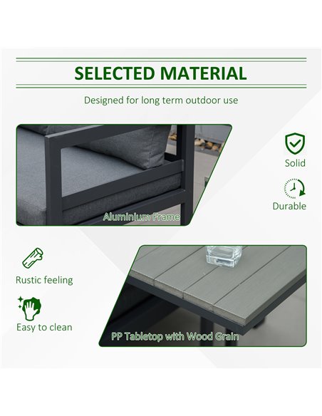 Outsunny 5-Piece L-shaped Garden Furniture Set, Aluminium Conversation Set, Corner Sofa Set with Coffee Table End Table Cushions - pic 10173 | FastDaddyshop