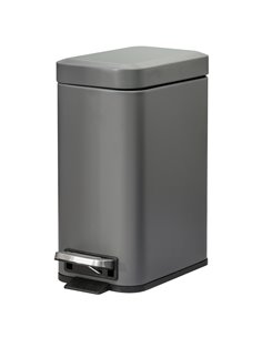 HOMCOM 5L Rectangular Compact Bin Steel Body Removable Bucket Quiet-Close Lid w/ Pedal Lid Rubbish Trash Can Home Office Bedroom