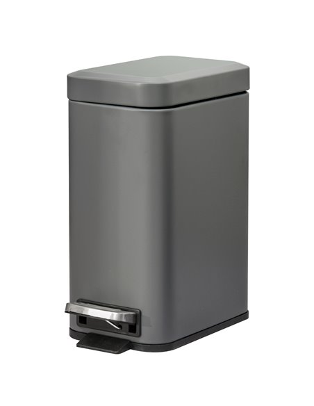HOMCOM 5L Rectangular Compact Bin Steel Body Removable Bucket Quiet-Close Lid w/ Pedal Lid Rubbish Trash Can Home Office Bedroom - pic 101737 | FastDaddyshop