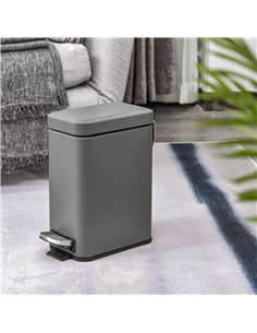 HOMCOM 5L Rectangular Compact Bin Steel Body Removable Bucket Quiet-Close Lid w/ Pedal Lid Rubbish Trash Can Home Office Bedroom 2