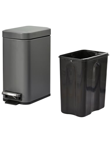 HOMCOM 5L Rectangular Compact Bin Steel Body Removable Bucket Quiet-Close Lid w/ Pedal Lid Rubbish Trash Can Home Office Bedroom