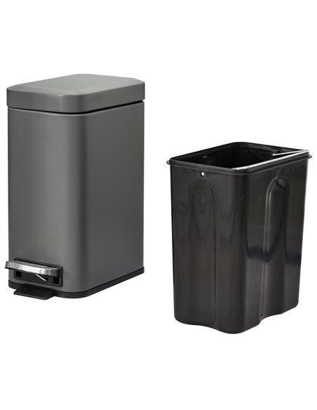 HOMCOM 5L Rectangular Compact Bin Steel Body Removable Bucket Quiet-Close Lid w/ Pedal Lid Rubbish Trash Can Home Office Bedroom - pic 101743 | FastDaddyshop