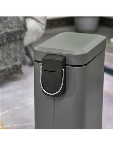 HOMCOM 5L Rectangular Compact Bin Steel Body Removable Bucket Quiet-Close Lid w/ Pedal Lid Rubbish Trash Can Home Office Bedroom