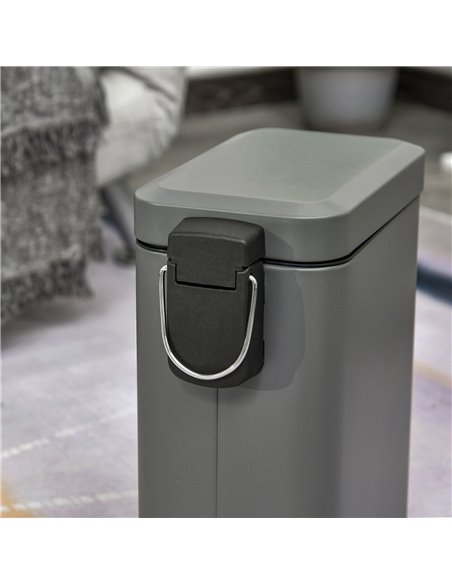 HOMCOM 5L Rectangular Compact Bin Steel Body Removable Bucket Quiet-Close Lid w/ Pedal Lid Rubbish Trash Can Home Office Bedroom - pic 101744 | FastDaddyshop