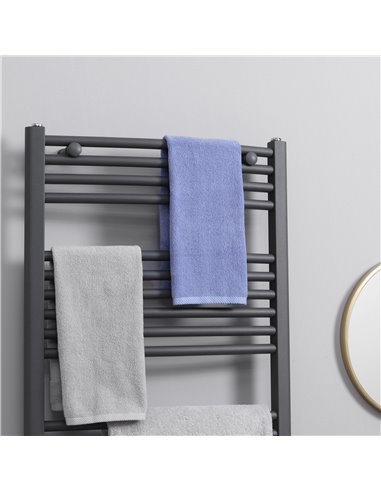HOMCOM Curved Heated Towel Rail, Hydronic Bathroom Ladder Radiator Towel Warmer For Central Heating 600mm x 1200mm, Grey 850-227