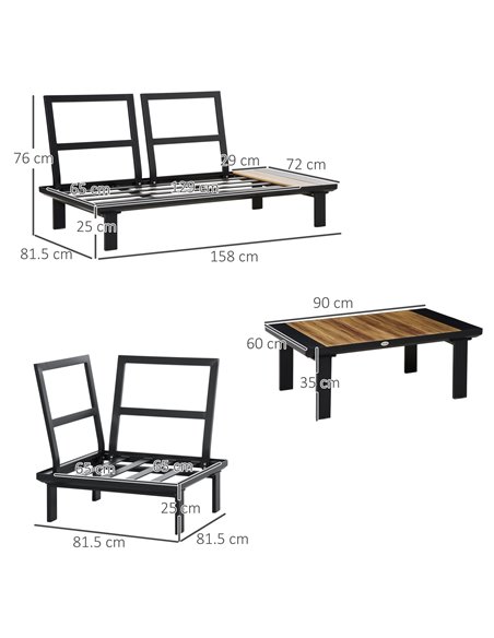 Outsunny 4 Pieces Aluminium Garden Furniture Set Indoor Outdoor L Shape Corner Conversation Set with Coffee Table Cushioned Pati - pic 10178 | FastDaddyshop