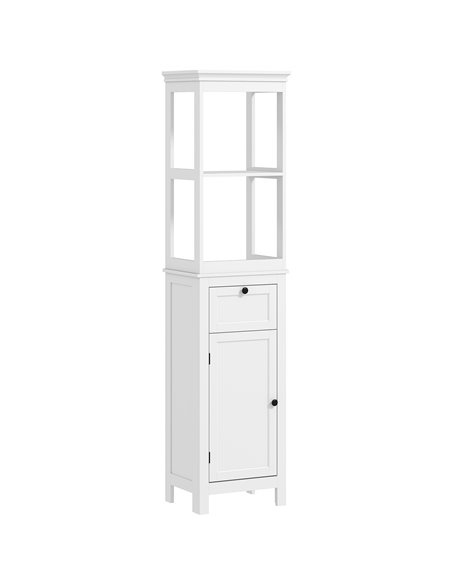 HOMCOM Tall Bathroom Cabinet, Slim Bathroom Storage Cabinet with 2 Open Shelves, Soft Close Door and Drawer, Adjustable Shelf, N - pic 101854 | FastDaddyshop