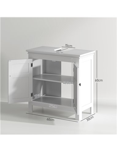 HOMCOM 15 x 20cm 'U' Cut Out Bathroom Storage Cabinet - White 834-719V00WT
